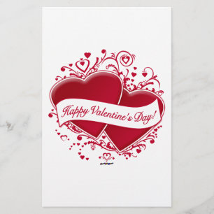 Happy Valentine's Day! Red Hearts Stationery