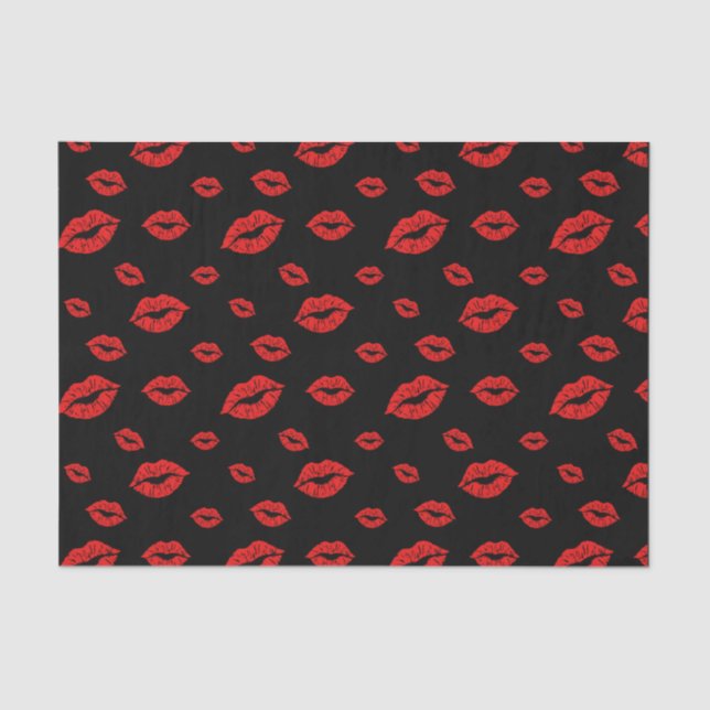 Happy Valentine's Day Red Lipstick Blot Kiss Tissue Paper (Front)