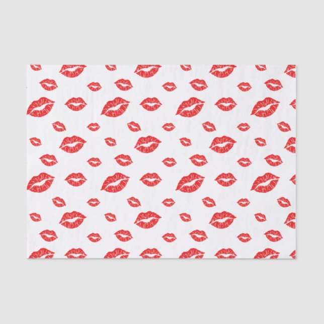 Happy Valentine's Day Red Lipstick Blot Kiss Tissue Paper (Front)