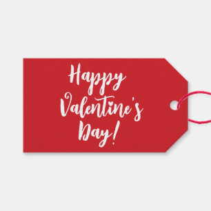 Happy Valentine's Day red modern script typography Gift Tags