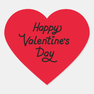 Happy Valentine's Day Red Personalise Heart  Heart Sticker