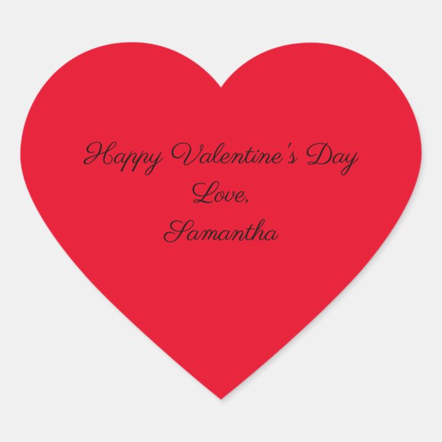 Happy Valentine's Day Red Personalise  Heart Sticker (Front)
