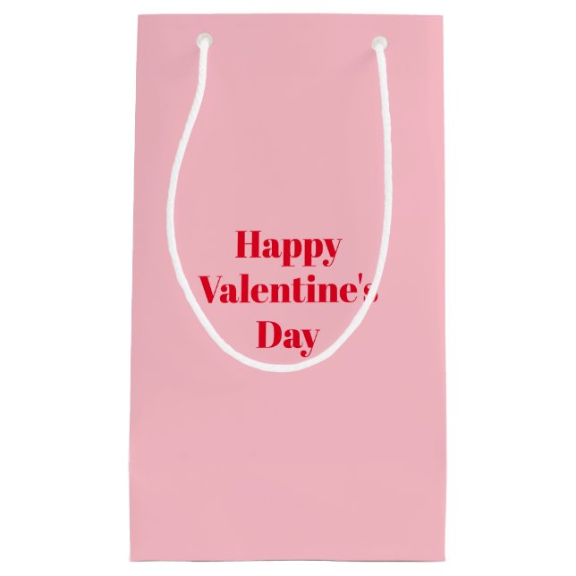 Happy Valentine's day, red pink cute Small Gift Bag (Front)