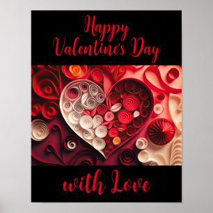 Happy Valentine's Day Red Pink Hearts Downloadable Poster