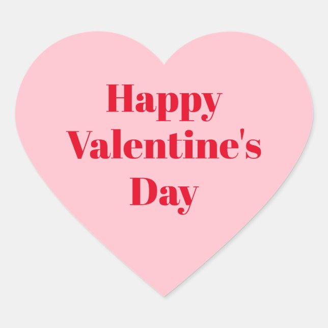Happy Valentine's Day, Red pink Valentine's day Heart Sticker (Front)