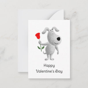 Happy Valentine's Day Red Rose Dog Puppy Card