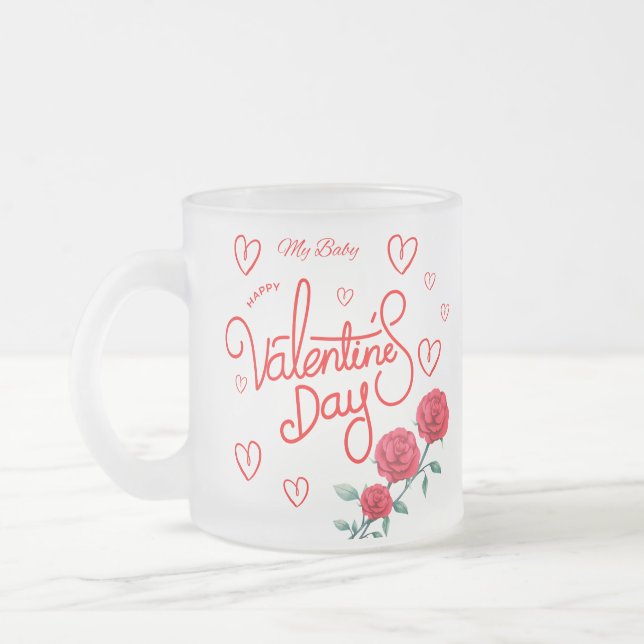 Happy Valentines Day Red Rose Mug (Left)