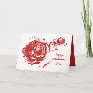 Happy Valentine's Day Red Rose Stamp Holiday Card