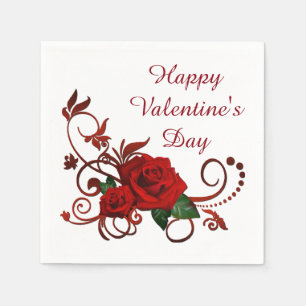 Happy Valentine's Day Red Roses Napkins