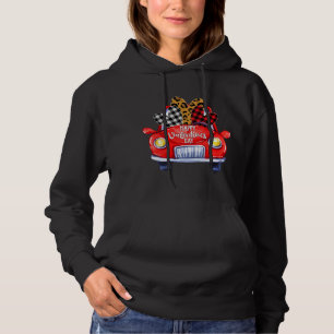 Happy Valentine's Day Red Truck Heart Carrying Lov Hoodie
