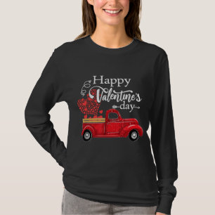 Happy Valentine's Day Red Truck Pickup Red Plaid H T-Shirt
