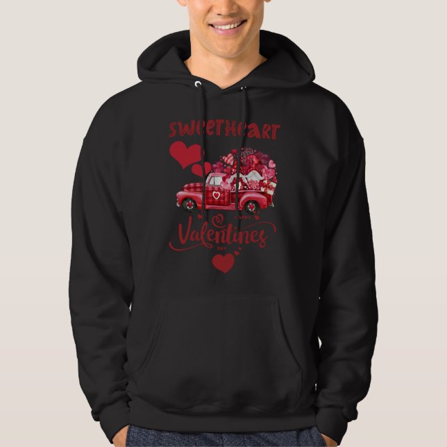 Happy Valentine's Day Red Truck With Letters Posta Hoodie (Front)