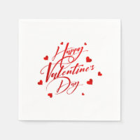 Happy Valentine's Day Red Typography and Hearts