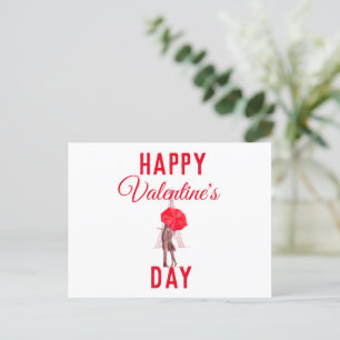 Happy Valentines Day Red umbrella Love couple  Postcard