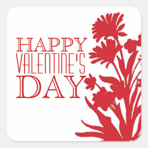 Happy Valentine's Day red white floral stickers