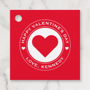 Happy Valentines Day Red White Heart Chic Unique Favour Tags