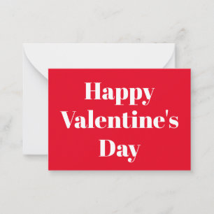 Happy Valentine's Day red white modern typography Card