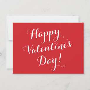 Happy Valentine's Day red white script calligraphy Card