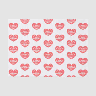 happy valentines day retro cure red heart pattern tissue paper