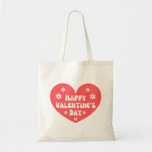 happy valentines day retro cure red heart tote bag