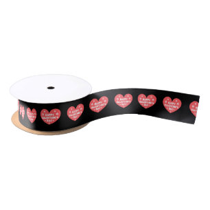 happy valentines day retro cure red hearts black  satin ribbon