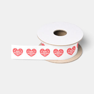 happy valentines day retro cure red hearts elegant satin ribbon