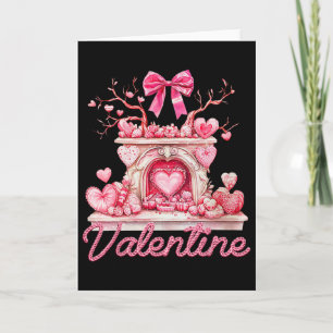Happy Valentine's Day Retro Fireplace Pink Hearts Card