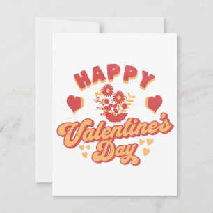 Happy Valentine's Day - Retro Flowers Holiday Card