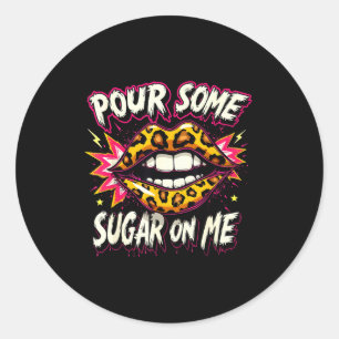 Happy Valentine's Day Retro Leopard Lips Ur Some S Classic Round Sticker