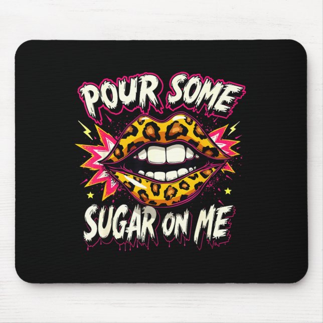Happy Valentine's Day Retro Leopard Lips Ur Some S Mouse Mat (Front)