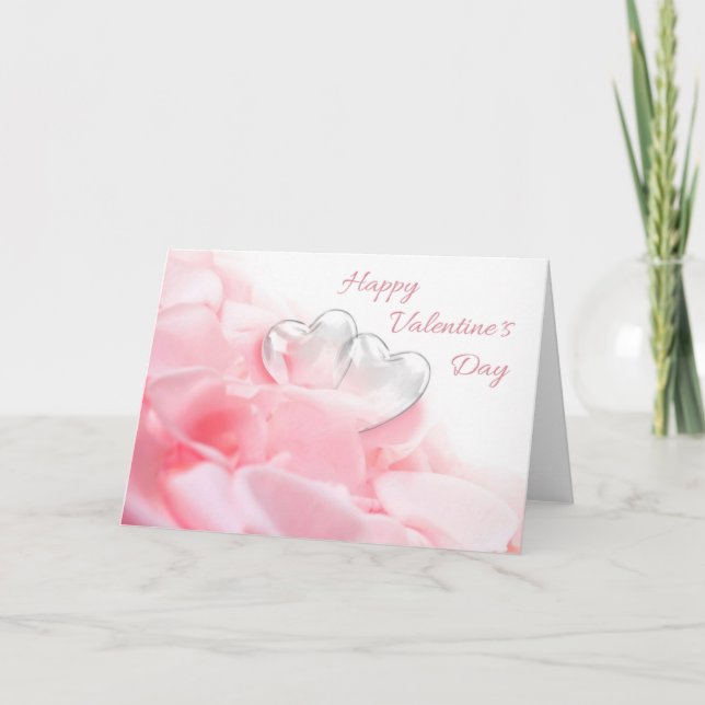 Happy Valentine's Day Romantic Glass Hearts Card (Front)