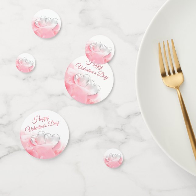 Happy Valentine's Day Romantic Glass Hearts Confetti (Group)