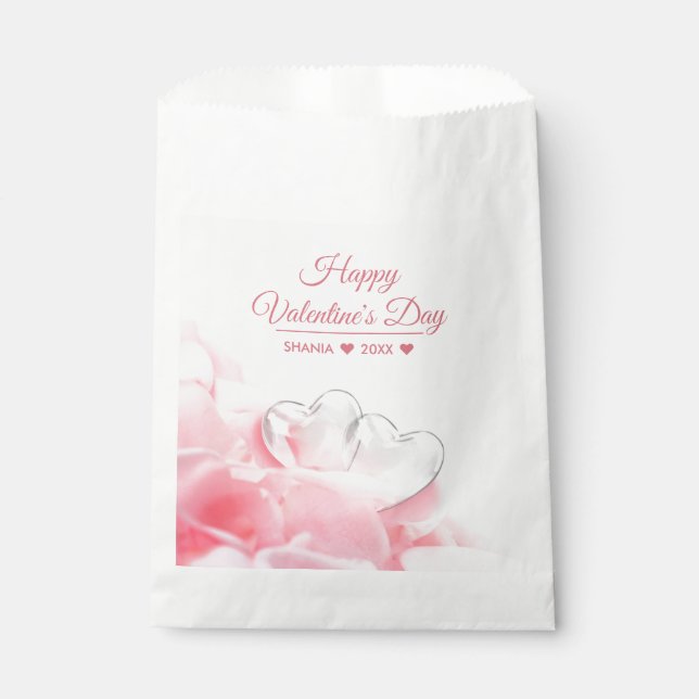 Happy Valentine's Day Romantic Glass Hearts Favour Bags (Front)