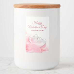 Happy Valentine's Day Romantic Glass Hearts Food Label