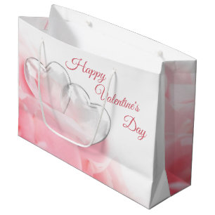 Happy Valentine's Day Romantic Glass Hearts Large Gift Bag