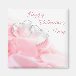 Happy Valentine's Day Romantic Glass Hearts Magnet