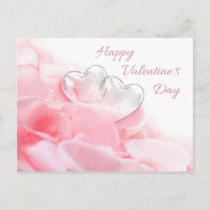Happy Valentine's Day Romantic Glass Hearts Postcard