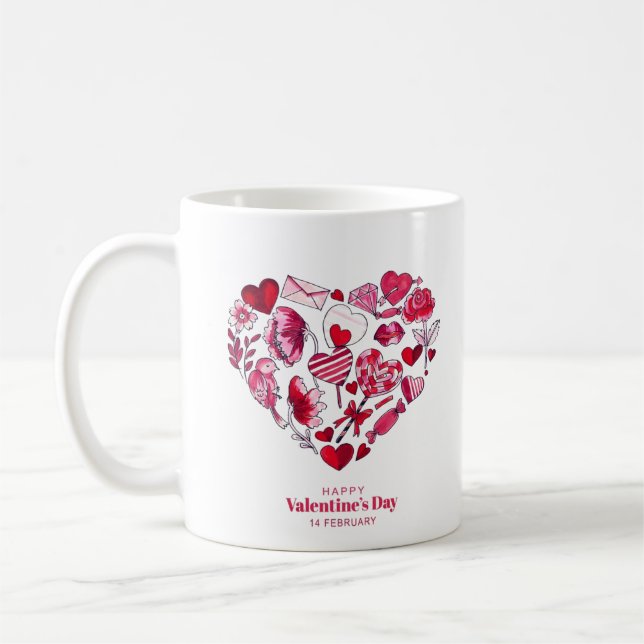 "Happy Valentine's Day - Romantic love" Coffee Mug (Left)