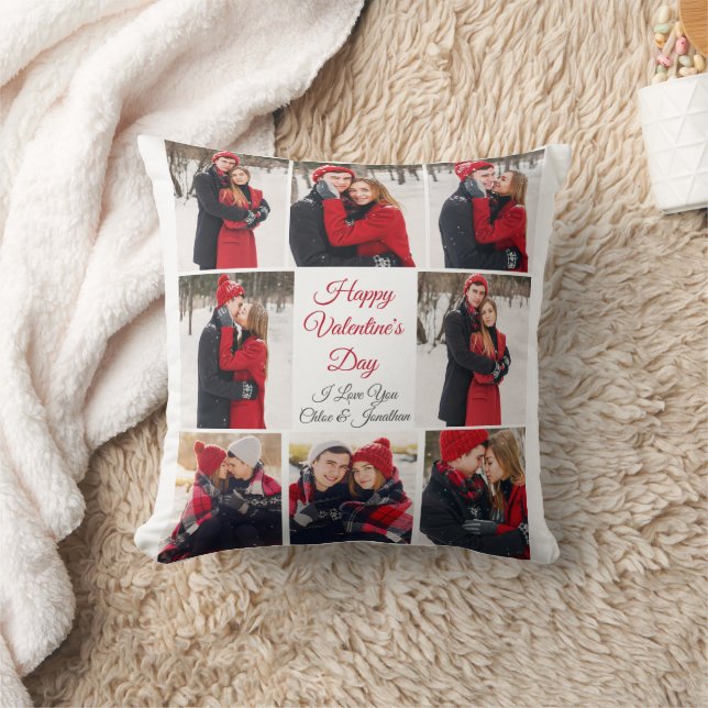 Happy Valentine's Day Romantic Love Photo Collage Cushion (Blanket)
