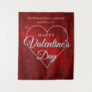 HAPPY VALENTINE'S DAY ROMANTIC RED HEARTS BANNER TAPESTRY