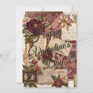 Happy Valentine's Day - Romantic Vintage Floral Holiday Card