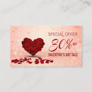 Happy Valentine's Day Rose Heart Bouquet Discount Card