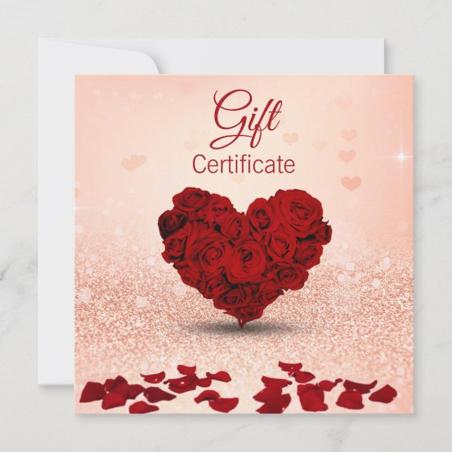 Happy Valentine's Day Rose Heart Bouquet Gift Card (Front)