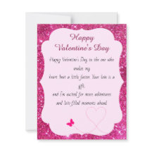 Happy Valentine's Day Rose Pink Blush Glitter