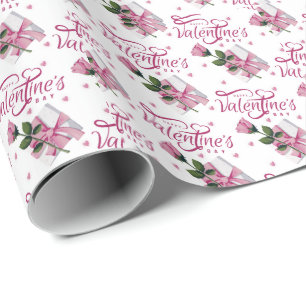 Happy Valentine's Day Rose Present Wrapping Paper