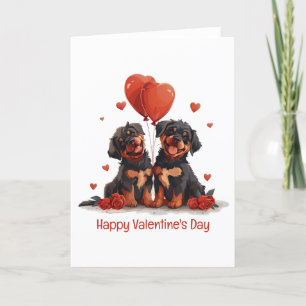 Happy Valentines Day Rottweiler Dogs Holiday Card