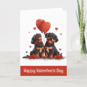 Happy Valentines Day Rottweiler Dogs Holiday Card