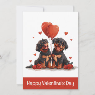 Happy Valentines Day Rottweiler Dogs Holiday Card