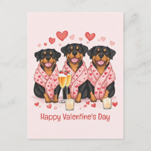 Happy Valentines Day Rottweiler Dogs Postcard