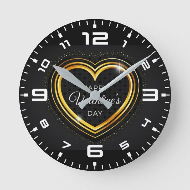 Happy Valentine's Day! Round Clock (Front)